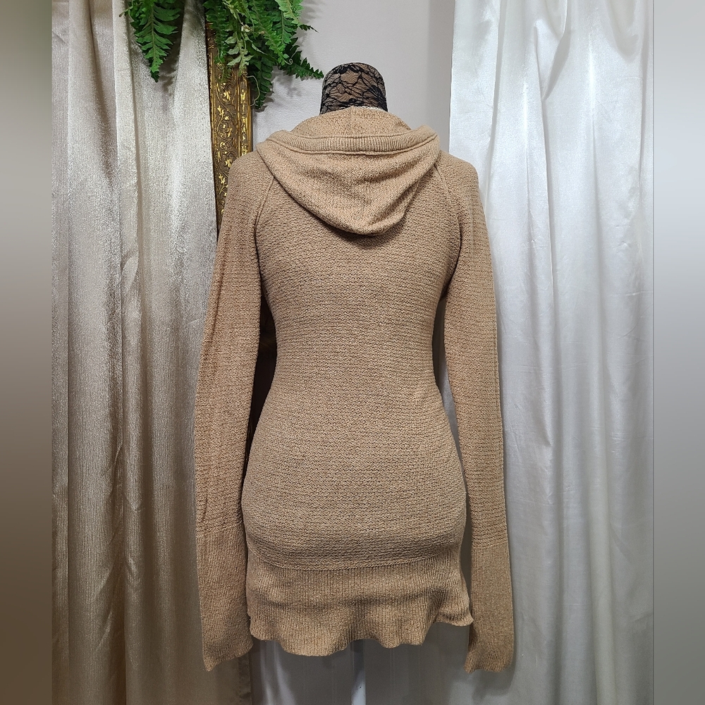 ♡ Y2K ♡ Hollister Tan Brown Angora Hooded Babydoll Sweater - Picture 5 of 9